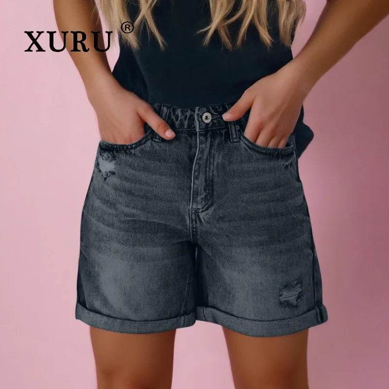 Women's Ripped Tassel Denim Shorts - P12 Hub Europe
