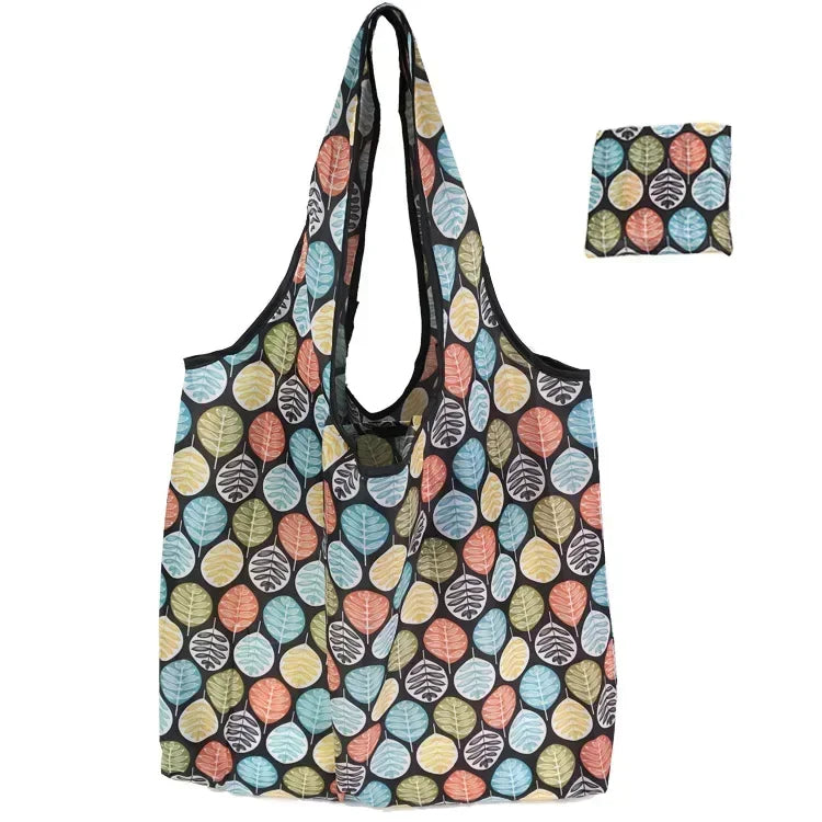 Fashion Printing Foldable Eco-Friendly Shopping Bag Tote Folding Pouch Handbags Reusable Large-capacity for Travel Grocery Bag