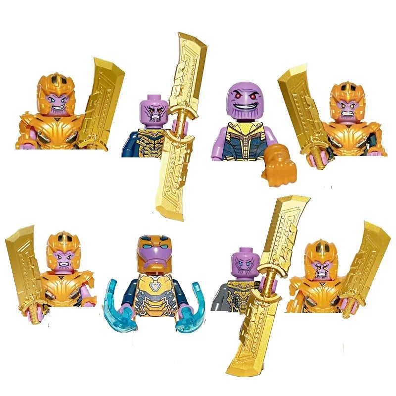 8-30 pieces of Marvel superhero Spider Man, Iron Man, Thanos mini assembled building blocks, DIY toys, children's birthday gifts