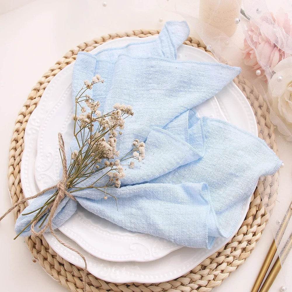 10pcs Cotton Cloth Napkins Gauze Fabric Blue 30x30cm for Wedding Party Birthday Tea Towel Table Baby Shower Christmas Napkins - P12 Hub Europe