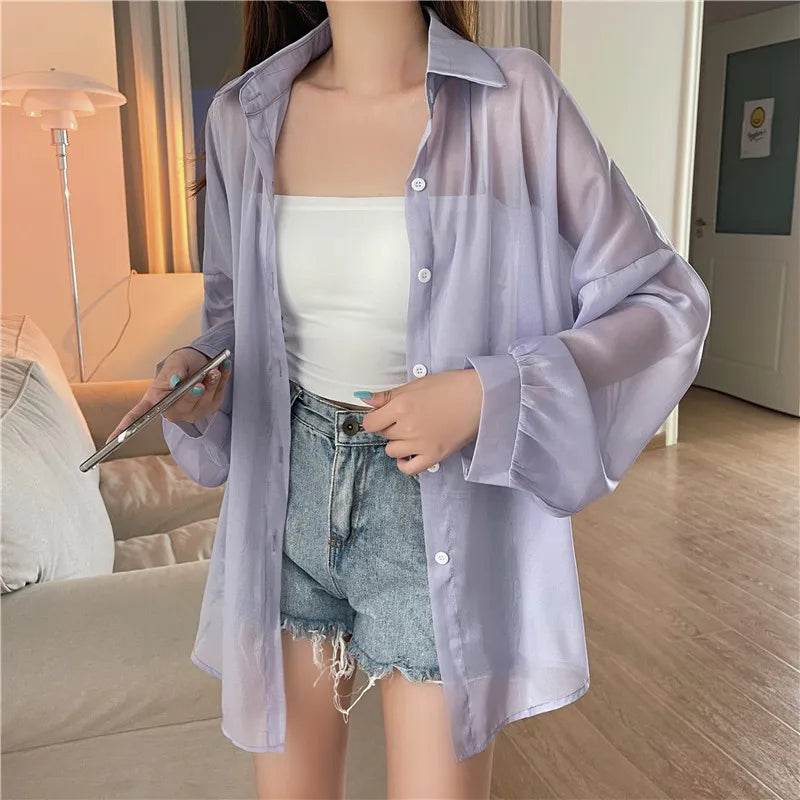 Semi Sheer Button Down Shirt - P12 Hub Europe
