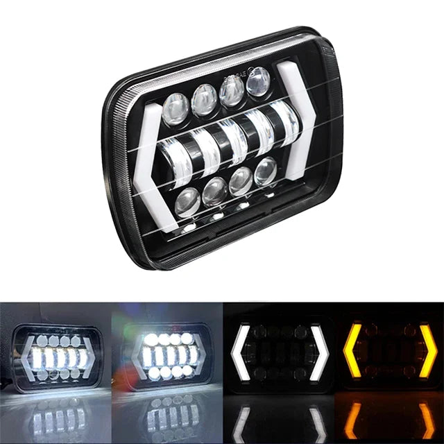 7x6'' 5X7 Inch Square Led Headlight Hi-Lo Beam Halo For Jeep Wrangler Motorcycle Car Off-road Truck