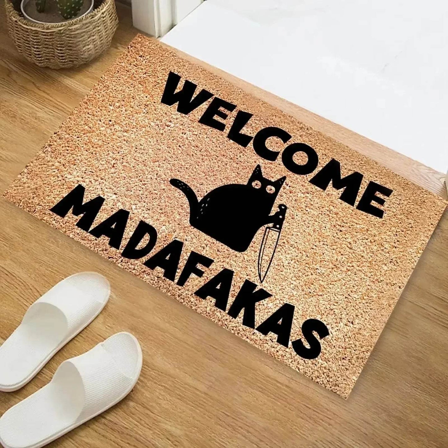 VIKAMA Upgraded Material Black Cartoon Cat Moving Thickened Doormat Living Room Bedroom Kitchen Bathroom Carpet Home Decor - P12 Hub Europe