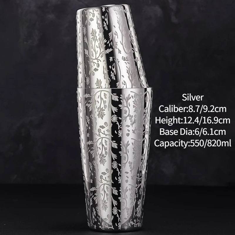 Bar Cocktail Shaker Boston Shaker Stainless Steel Engraving Shaker Bar Accessory Bartender Tools For Home And Bar - P12 Hub Europe