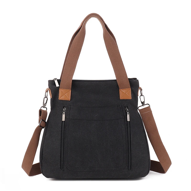 Cross-border large-capacity canvas women's bag, casual cross-body bag, Korean-style fashionable tote bag, simple handbag, new st