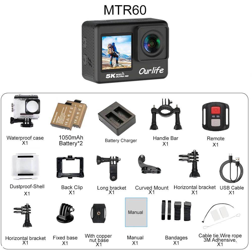 5K Action Camera Ourlife MTR60 ProTouchscreen, EIS, Waterproof - P12 Hub Europe