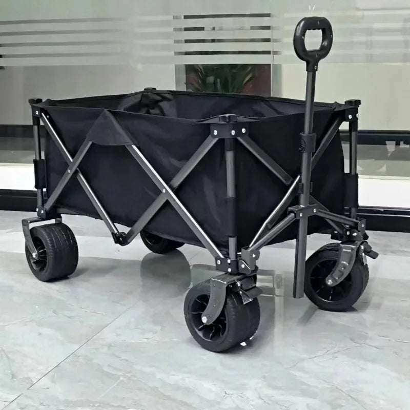 Portable Outdoor Cart, Heavy-Duty Folding Trolley, Smooth Bearing Design, Picnic Wagon, Convenient Folding Storage