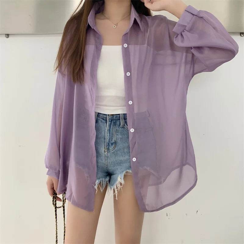Semi Sheer Button Down Shirt - P12 Hub Europe