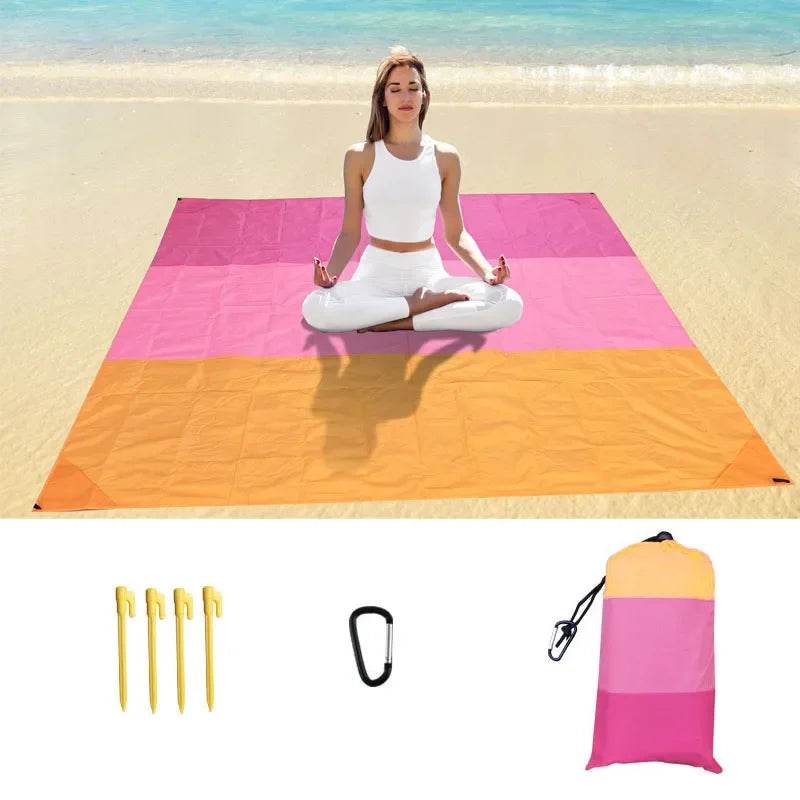 2x2.1m Waterproof Pocket Beach Mat Blanket Folding Camping Mattress Portable Lightweight Mat Outdoor Picnic Mat Sand Beach Towel - P12 Hub Europe