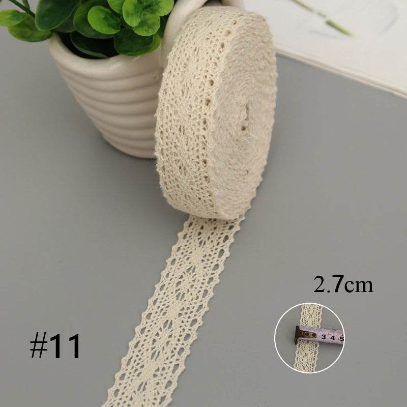 5 Meters Cotton Lace Trim Ribbon Beige Sewing Trim Lace Ribbon Crochet Lace Fabric DIY Wedding Party Craft Christmas Gift Decor - P12 Hub Europe