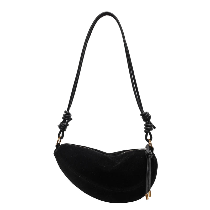 Faux Suede Party Bags for Women Hobo Shoulder Bag Single Crossbody Sac Underarm Dumpling Sweet Kidney Bags 2025 Fashion New