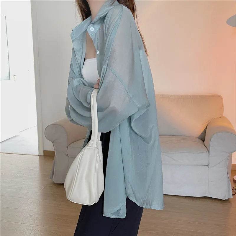 Semi Sheer Button Down Shirt - P12 Hub Europe