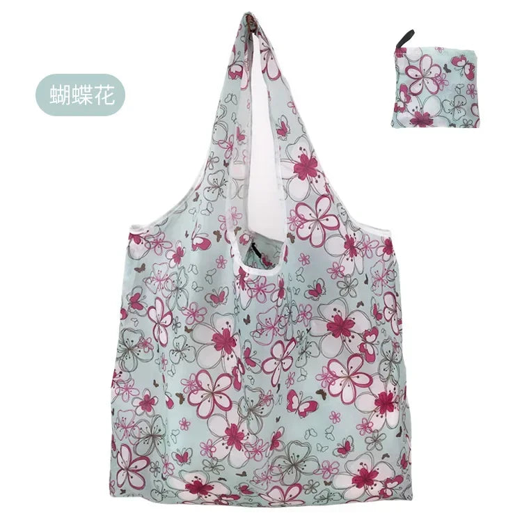 Large Reusable Shopping Bag for Women Shopper Tote Folding Bag Eco-Friendly Reusable Foldable Grocery Case Handbags Storage Bags
