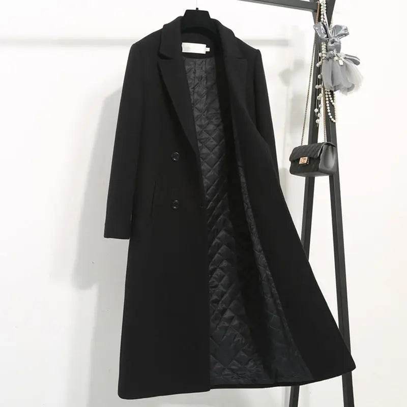 Black X-Long Office Wool Coat - P12 Hub Europe