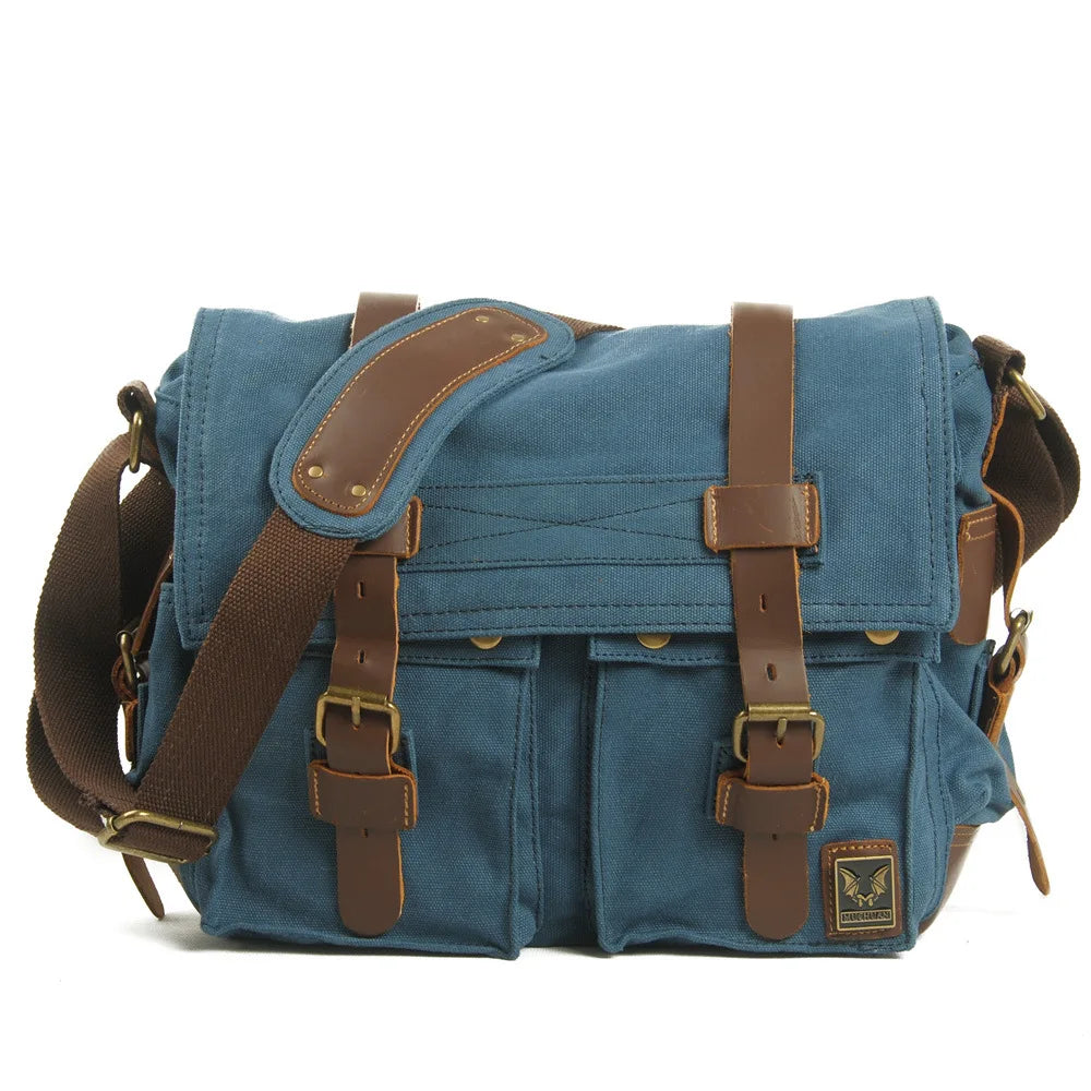 MUCHUAN Canvas Leather Men Messenger Bags Big Satchel Shoulder Bags Male Laptop Briefcase Travel Handbag