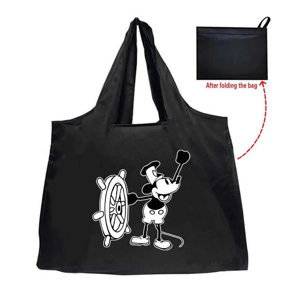 Tote Bag Eco-Friendly Folding Shopping Bag Reusable Portable Shoulder Handbag for Travel Grocery Fashion Mickey Mouse Series