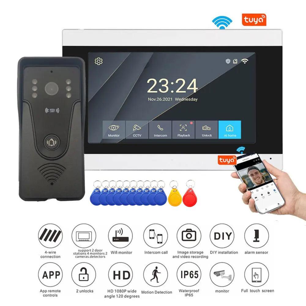 WiFi Intercom 1080P 7" Touch, RFID, Motion, SD Card, 100°