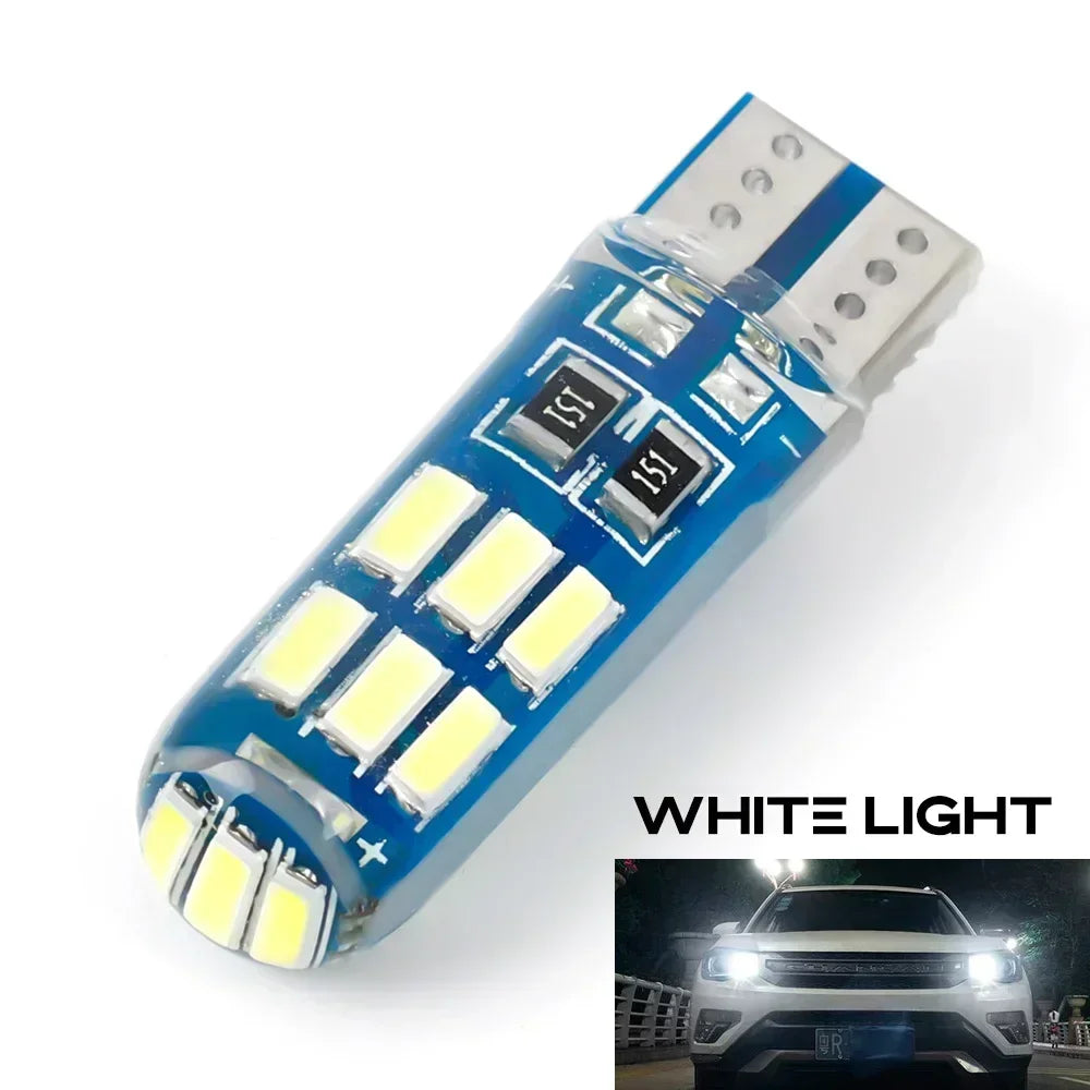 T10 Car LED Signal Lamp 12V 4014 Waterproof Heatproof W5W Clearance Headlamps 6000K Reading Lamp Silicone License Plate Lights