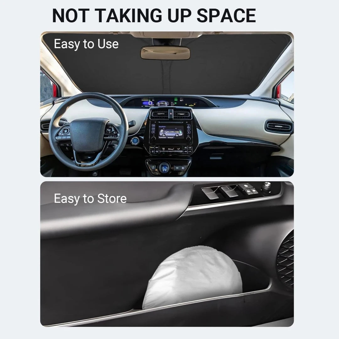 Upgraded Sunshade for 2016-2022 Toyota Prius Windshield UV Protection Fabric Metal Frame Full-Size Foldable Front Sun Shade
