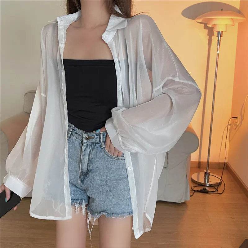Semi Sheer Button Down Shirt - P12 Hub Europe