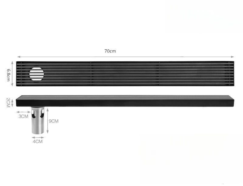 Long black floor drain stainless steel extended floor drain shower room outdoor large displacement drainage long