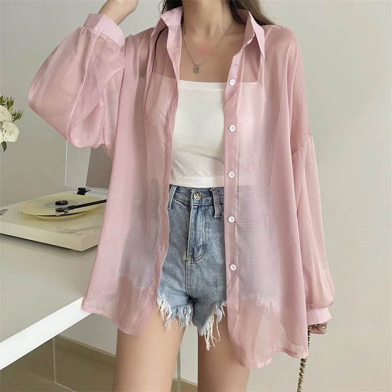 Semi Sheer Button Down Shirt - P12 Hub Europe
