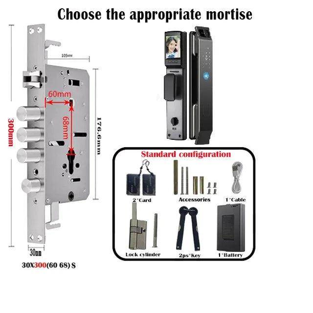 3D Face Recognition Door Lock | Video, Tuya/Wishome App, IP66, NFC - P12 Hub Europe