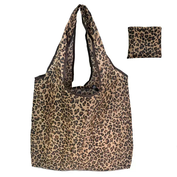 Fashion Printing Foldable Eco-Friendly Shopping Bag Tote Folding Pouch Handbags Reusable Large-capacity for Travel Grocery Bag
