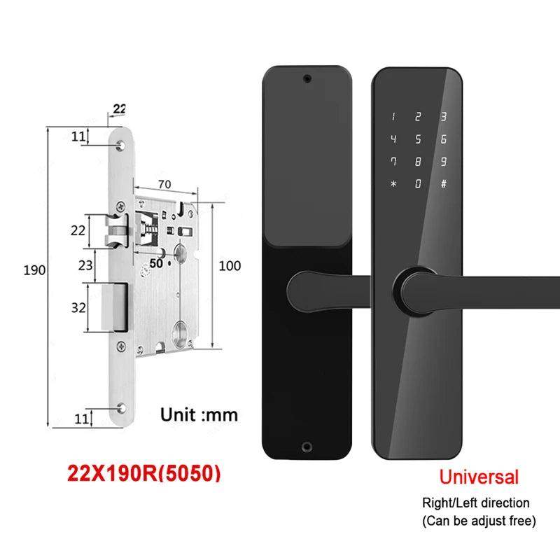 Smart Door Lock | Keypad, Card, Key, Bluetooth, 35-60mm - P12 Hub Europe