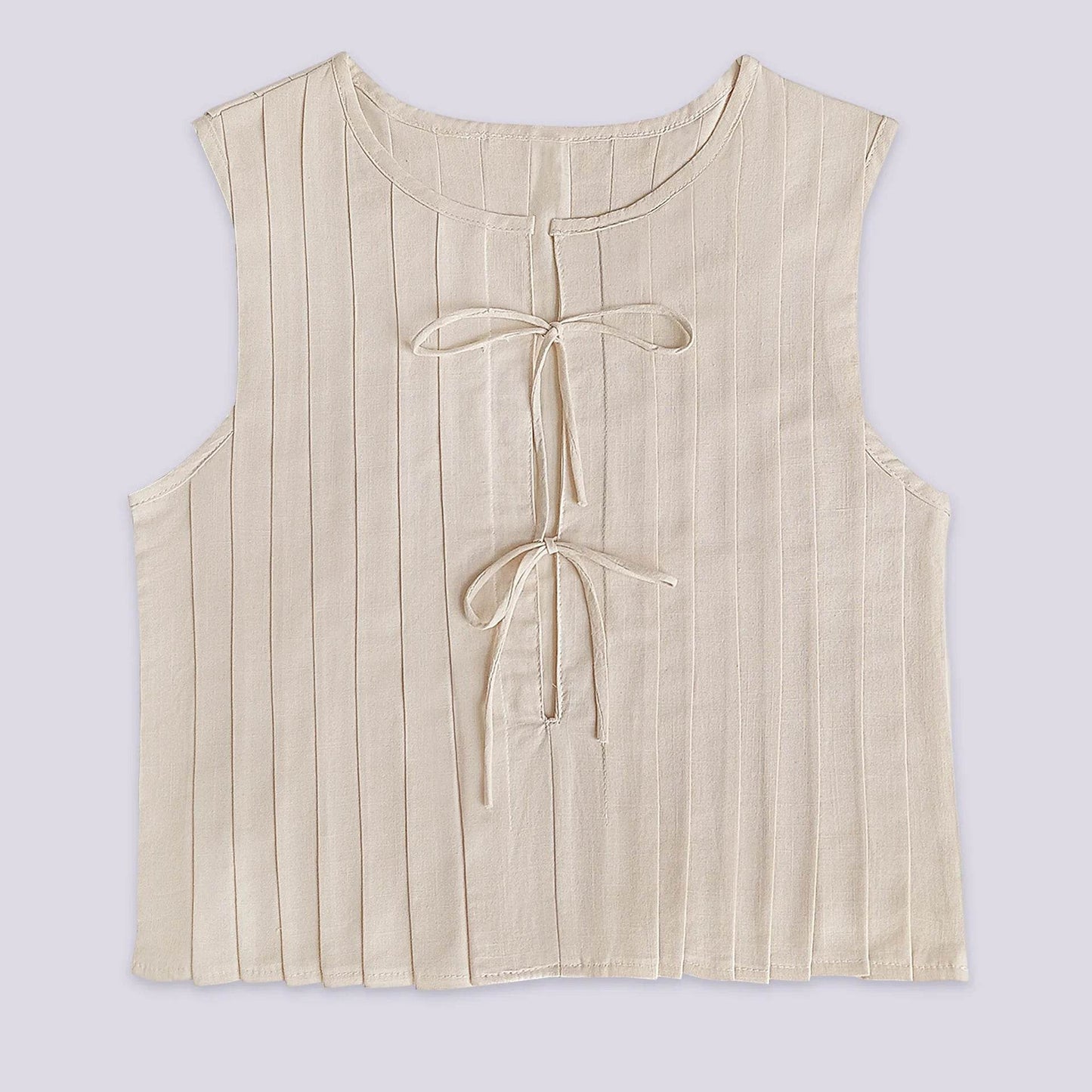 Women's Pleated Linen Crop Top - P12 Hub Europe
