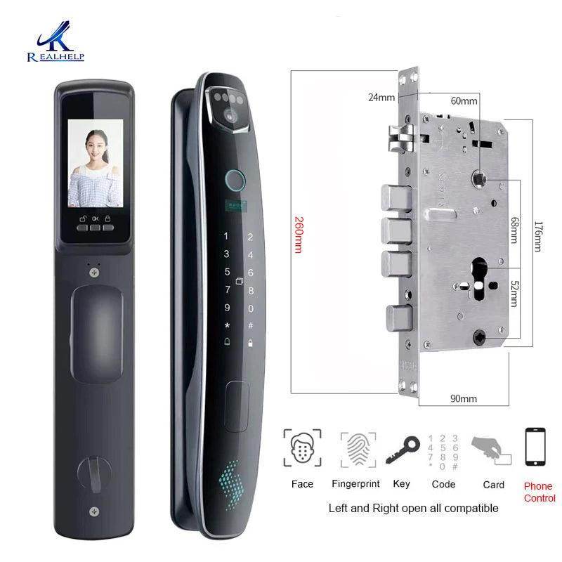 3D Face Lock w/ Camera WiFi, Fingerprint, Card, 40-80mm - P12 Hub Europe