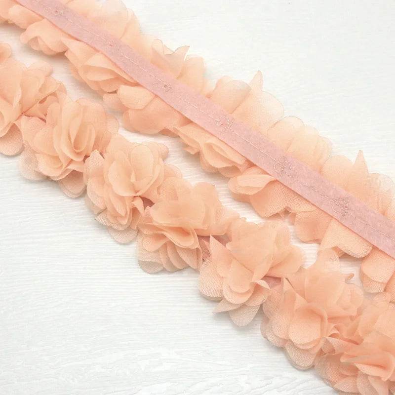 (1 meter) Chiffon lace fabric Webbing Decoration flower gift ribbons crafts Non-woven fabrics base - P12 Hub Europe