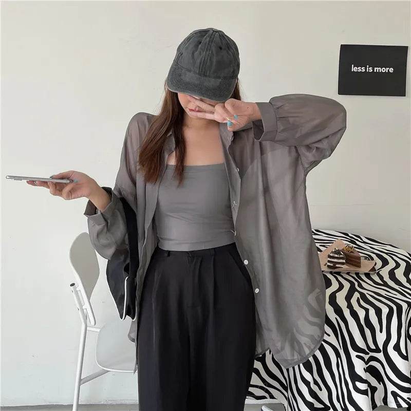 Semi Sheer Button Down Shirt - P12 Hub Europe