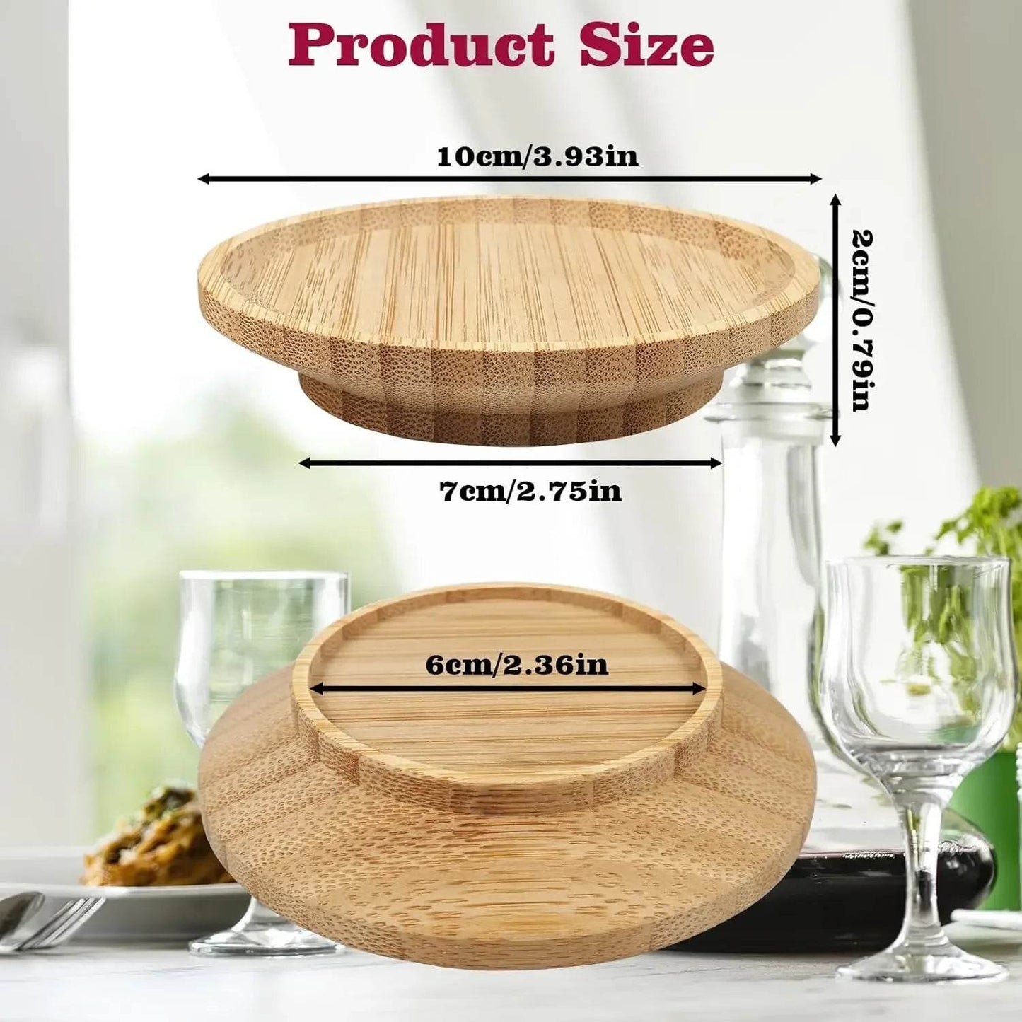 1-4Pcs Wine Glass Charcuterie Topper, Bamboo Wine Glass Covers for Appetizers Wine Glass Topper Coasters Plate for Bars Party - P12 Hub Europe