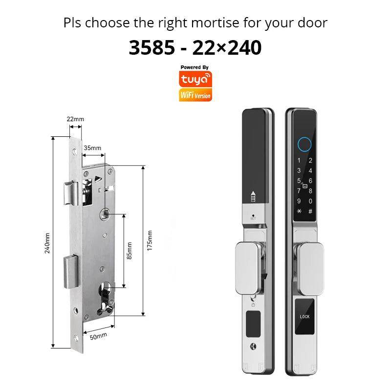 WiFi Sliding Door Lock | IP66, Fingerprint, Card, Code, Glass/Aluminum - P12 Hub Europe