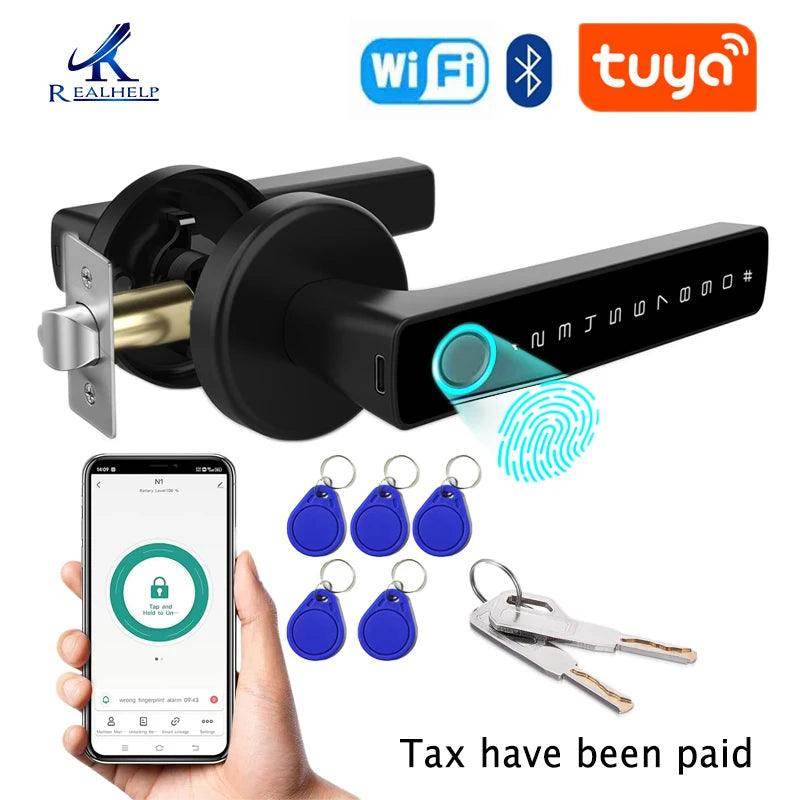 Fingerprint Door Lock Touchscreen, App, Keypad, Reversible - P12 Hub Europe