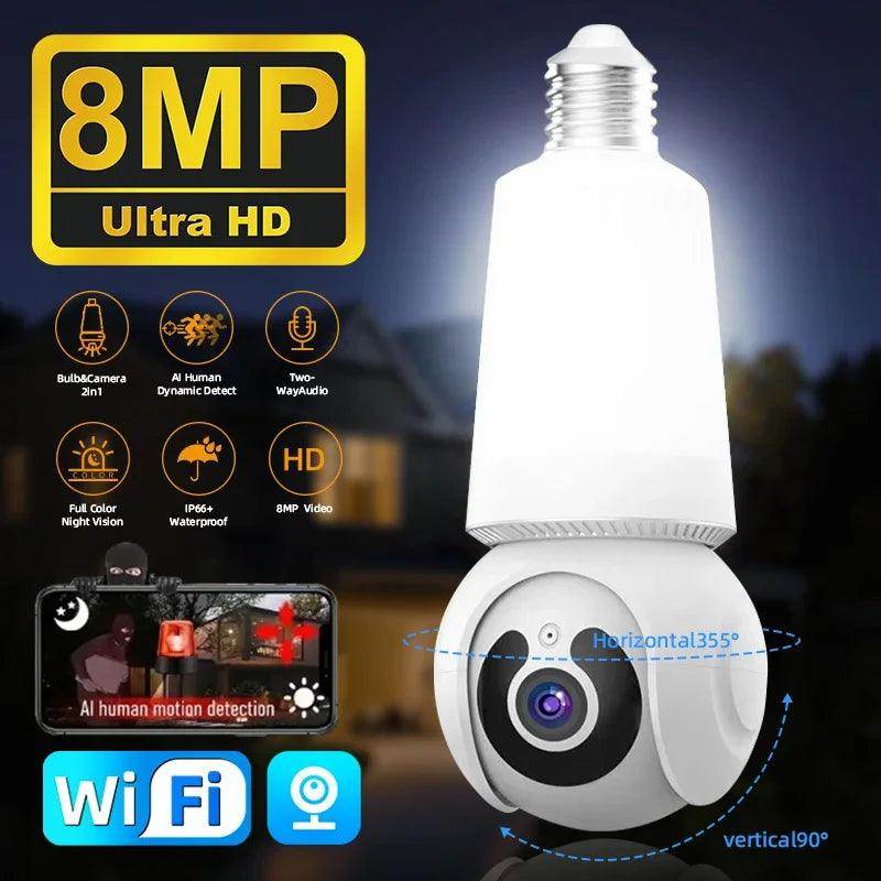 Camera 4K WiFi Bulb 8MP, Color Night Vision, AI Track - P12 Hub Europe