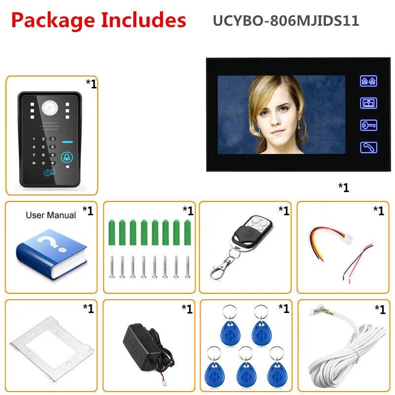 Video Intercom Kit 7"RFID, Password, Remote Unlock, Electric Lock - P12 Hub Europe