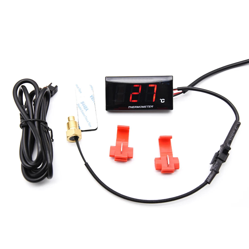 0~120°C Motorcycle LCD Digital Temperature Meter for KOSO Cylinder with Sensor Adapter Universal Water Temp Gauges for Racing
