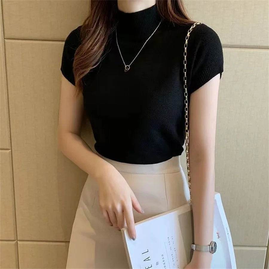 Women's Knitted Short Sleeve Top - P12 Hub Europe