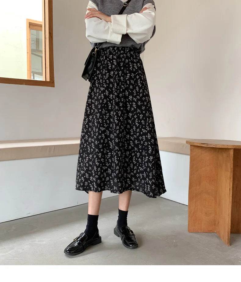 Women's Vintage Floral Midi Skirt - P12 Hub Europe