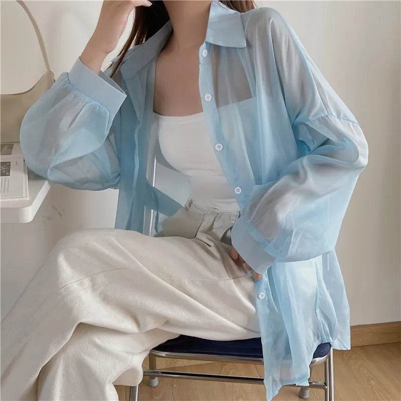 Semi Sheer Button Down Shirt - P12 Hub Europe