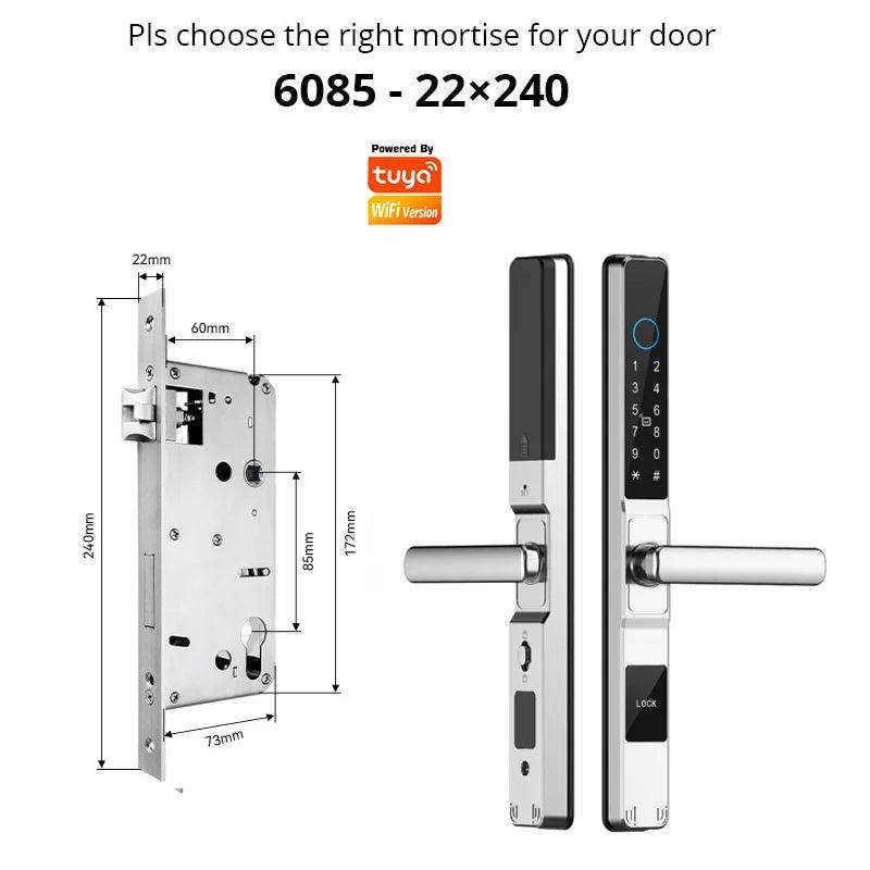 WiFi Sliding Door Lock | IP66, Fingerprint, Card, Code, Glass/Aluminum - P12 Hub Europe