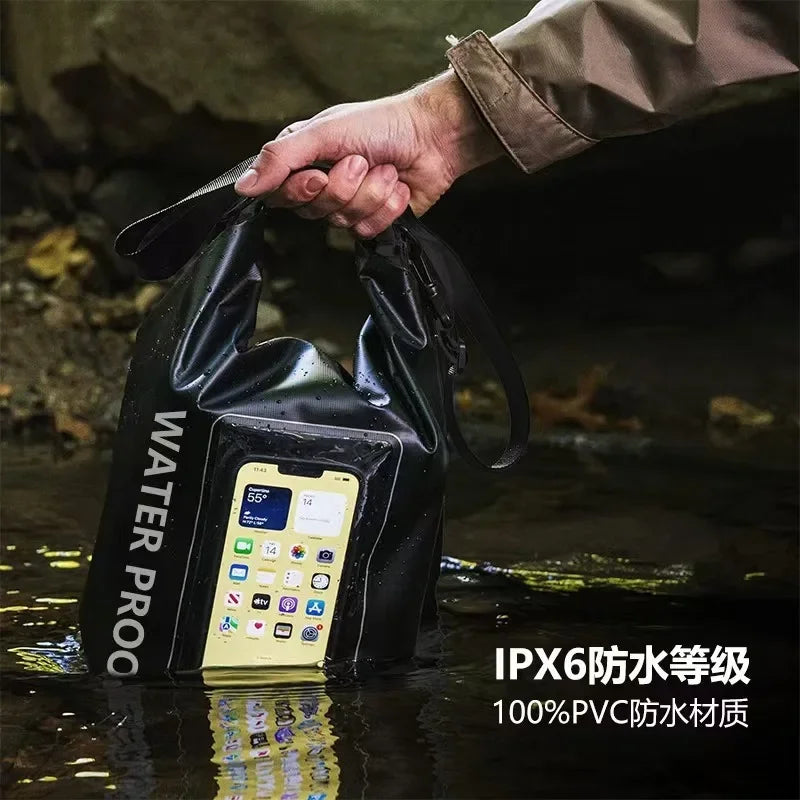 New 2L waterproof bag, outdoor diagonal cross bag, 2-in-1 mobile phone waterproof bag, PVC swimming waterproof bag