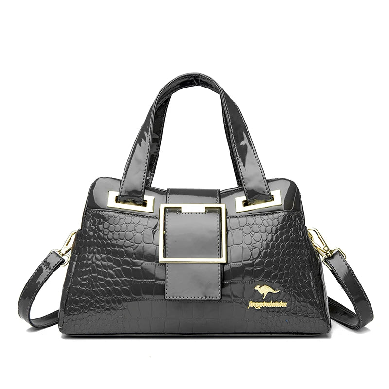 2 layer Large Capacity Tote Bag Luxury Handbags Women Bags Designer Crocodile Pattern Ladies Boston Shoulder Bag High Quality