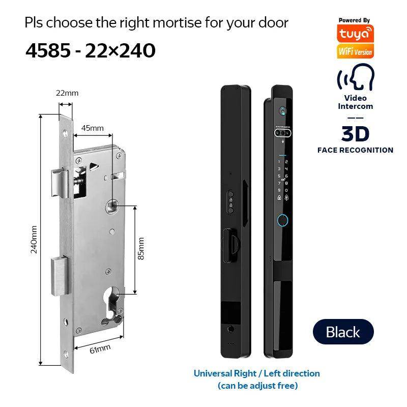 3D Face Lock w/ Intercom WiFi, Fingerprint, Card, IP66, 30-70mm - P12 Hub Europe