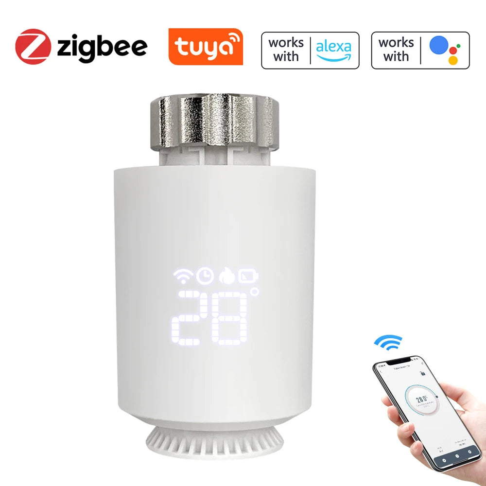 Tuya Smart ZigBee 3.0 TRV Radiator Actuator Valve Thermostatic Radiator Valve Temperature Controller Support Alexa Google Home