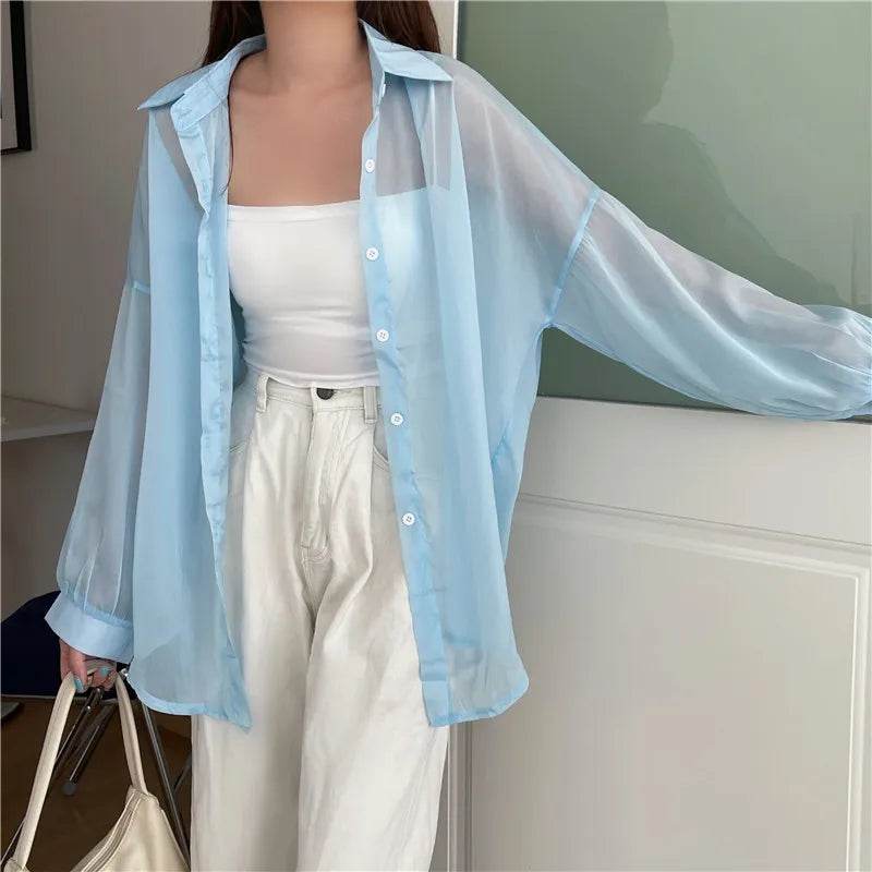 Semi Sheer Button Down Shirt - P12 Hub Europe