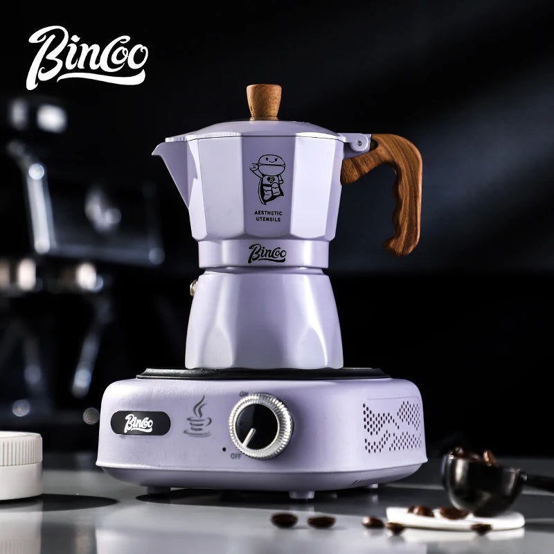 Bincoo Double Valve Moka Pot Espresso Latte Brewing Coffee Extraction Pot Electric Stove Heating 220V Home Barista Accessories