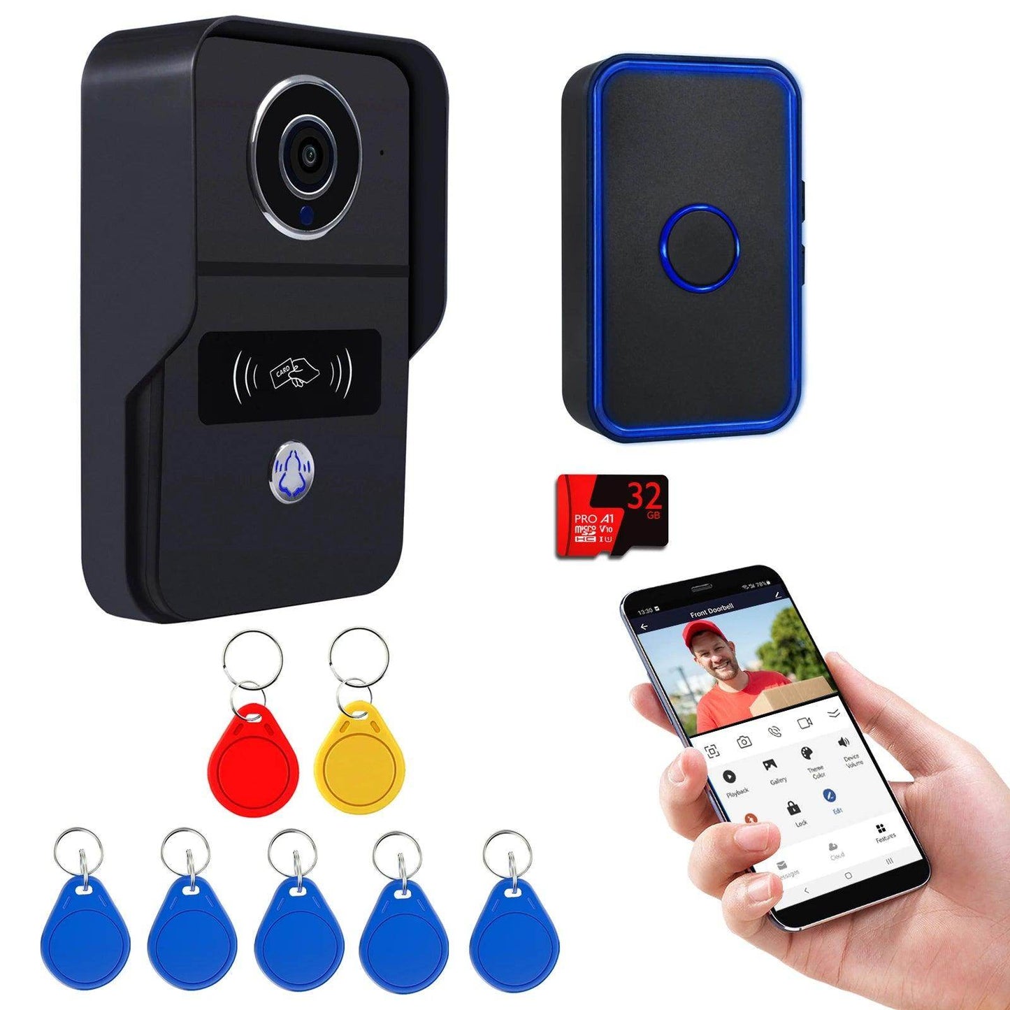 Doorbell WiFi/PoE | 1080P, RFID, Motion, Chime, SD Card - P12 Hub Europe